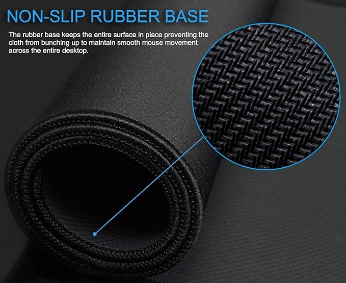 Large Mouse Pad, Desk Mat with Non-Slip Rubber Base, Waterproof Gaming Mousepad with Stitched Edges, XXL Computer Long Keyboard Mouse Mat for Gamer, Office & Home, 31.5" x 15.7", Black