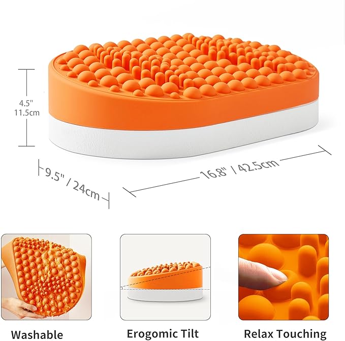 Foot Rest for Under Desk at Work, Home Office Foot Stool, Ottoman Foot Massager for Plantar Fasciitis Relief, Soft Silicone Footrests, Anti-Fatigue (Orange)
