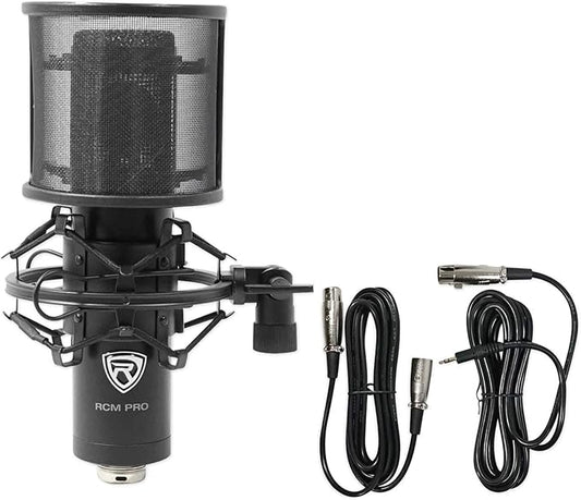 Rockville RCM PRO Professional Studio Condenser Microphone, Samsung Capacitors, Cardioid Pattern, Shock Mount Included, Large Diaphragm, for Vocals and Podcasting