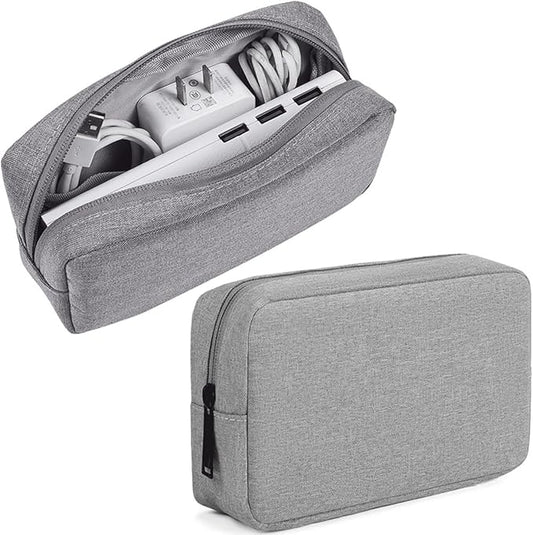 Electronic Bag Travel Cable Accessories Bag Waterproof Electronics Organizer Portable Storage Case for Cable, Cord, Charger, Phone, Power Bank, Earphone (Small-Light Grey)