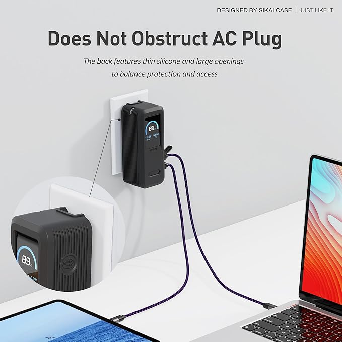 SIKAI CASE Silicone Case for Anker Prime Power Bank 9,600mAh 65W Raised Edges Design for AC Plug Integrated Dust Plug Precise Opening Compatible with Anker 65W Prime Power Bank Protective Case (Black)