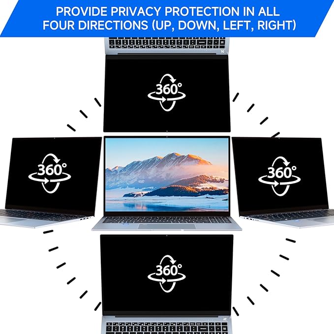ZOEGAA 4-way 360° Privacy Screen For 14 Inch 16:10 Laptop That Screen Size is 11.9 in Wide and 7.4 in High. Removable Privacy Screen For Laptop Monitor, Anti Glare And Blue Light, Compatible With HP Dell Lenovo Asus Samsung Acer Thinkpad