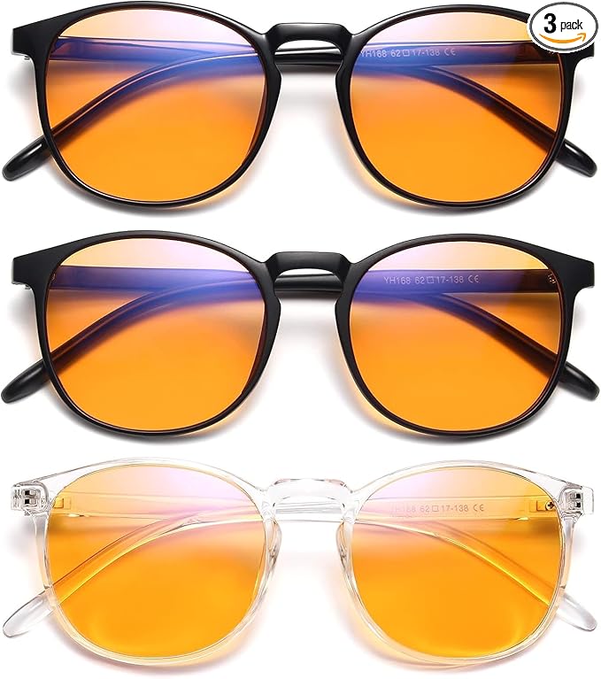 IBOANN Chic & Comfy Blue Light Glasses for Women - 3-Pack Round Frames, Screen-Ready Style with UV Protection Coating