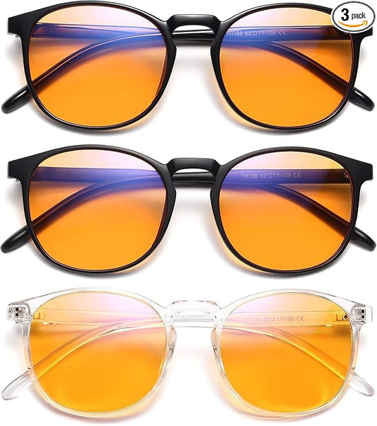 IBOANN Chic & Comfy Blue Light Glasses for Women - 3-Pack Round Frames, Screen-Ready Style with UV Protection Coating