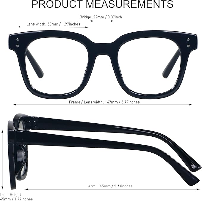 ANDWOOD Blue Light Blocking Glasses Women Computer Screen Oversized Bluelight Blocker for Big Heads Anti Eye Strain