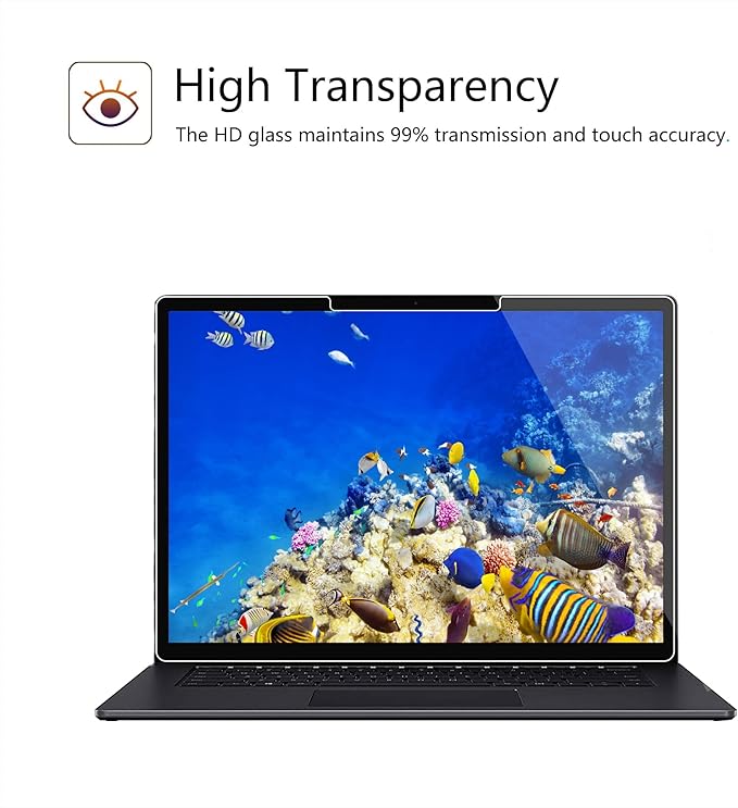 Megoo Glass Screen Protector for Surface Laptop 7 (2024 AIPC, 13.8 Inch) - Scratch Resistant, High Sensitivity, Bubble-free Instalation, Ultra Clear, Surface Pen Compatible, 2 Pack