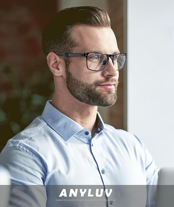ANYLUV Blue Light Blocking Glasses Men Computer Gaming Glasses Lightweight Al-Mg Metal Anti Eyestrain Eye Protection