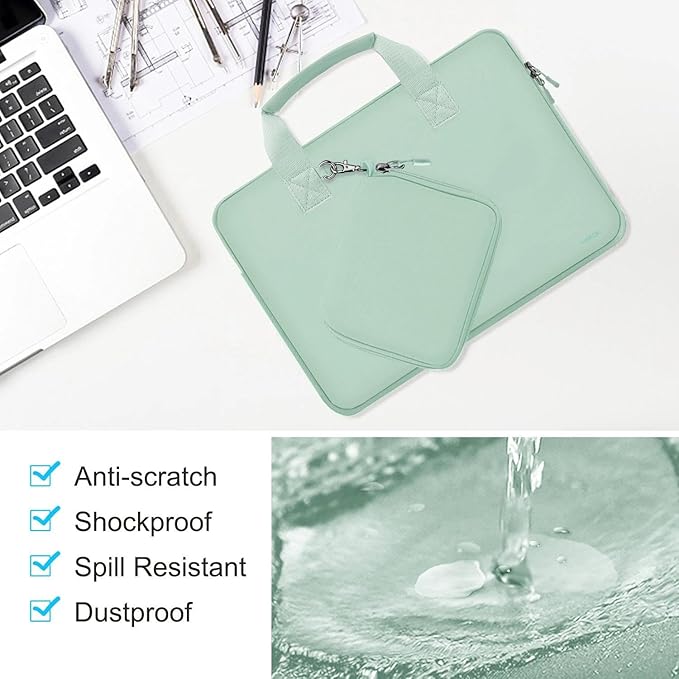 Hseok Laptop Sleeve 13.3-14 inch Case with Small Pouch, Neoprene Computer Bag Compatible with MacBook Neo/Pro 14 M5/M4/M3/M2/M1, Mac Air/Pro 13.3, XPS 14 and Most 13-14 inch Notebooks,Spring Blue