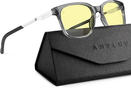 ANYLUV Blue Light Glasses for Men, Lightweight Computer Gaming Glasses, Stylish Anti Eyestrain Blue Light Blocking Men