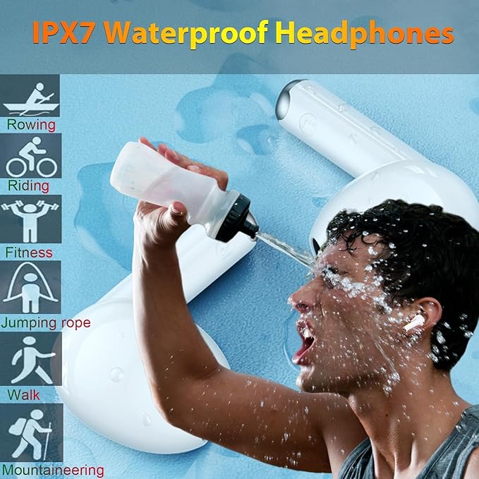 Wireless Earbuds with Active Noise Cancelling, Bluetooth 5.3 Headphones with Charging Case, in-Ear Earbud Built-in Mic, IPX7 Waterproof, 40H Playtime Hi-Fi Stereo for iOS Android Phones