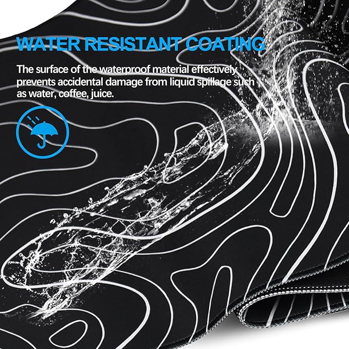 Large Mouse Pad, Waterproof Gaming Mousepad with Non-Slip Rubber Base, Stitched Edges, XXL Computer Long Keyboard Mouse Mat for Gamer, Office & Home, 31.5" x 15.7", Black White Lines