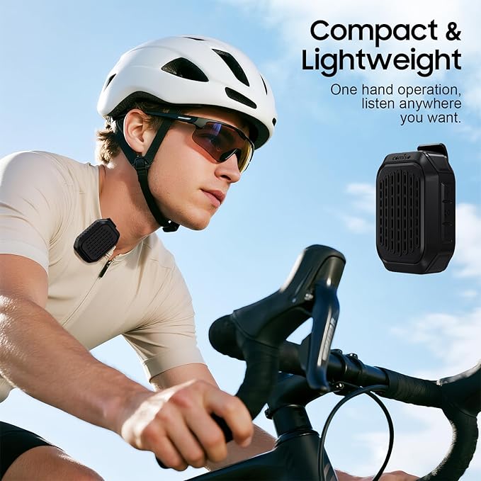 comiso Wearable Bluetooth Speaker, IPX7 Waterproof, Clip-On Portable Wireless Speaker, 10H Playtime, Built-in Mic for Hands-Free Calls, Running, Cycling, Outdoor (Black)