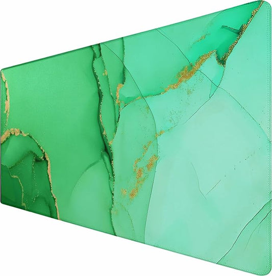Large Gaming Mouse Pad, Waterproof Mousepad with Stitched Edges, Non-Slip Rubber Base, XXL Computer Long Keyboard Mouse Mat for Gamer, Office & Home, 31.5" x 15.7", Marble Green