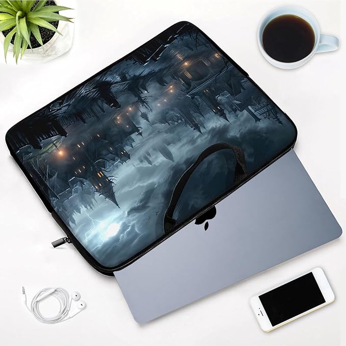 Laptop Sleeve Bag with Handle Computer Protective Soft Cover Case for 14 Inch 13 Inch Laptop,Fantasy Castle