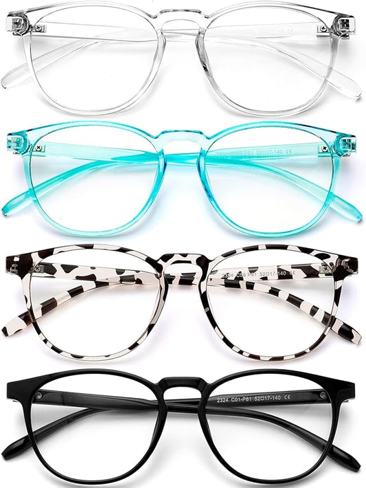Blue Light Blocking Glasses for Women/Men - 4-Pack Computer Reading/Gaming/TV/Phone Glasses, Anti-Glare