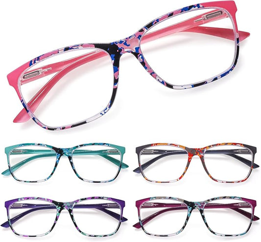 SIGVAN Ladies Reading Glasses Blue Light Blocking Spring Hinge Fashion Pattern Print Eyeglasses for Women