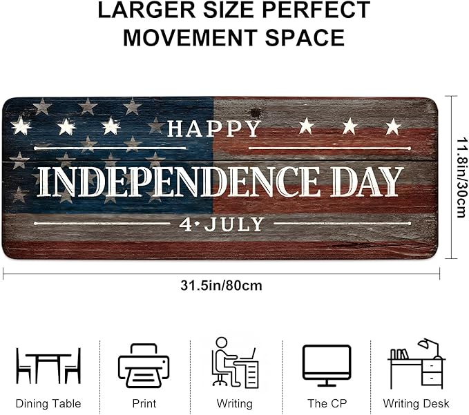 Mouse Pad, Large Anti-Slip with Stitched Edges Desk Mat Desktop Laptop Computer Desk Keyboard Mat,Table Protector Blotter Mat (National Flag, 31.5" x 11.8")