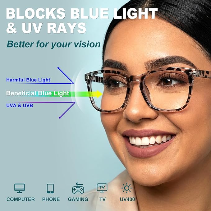 Blue Light Glasses for Women Men Square Computer Glasses Anti Glare UV Blocking Vita