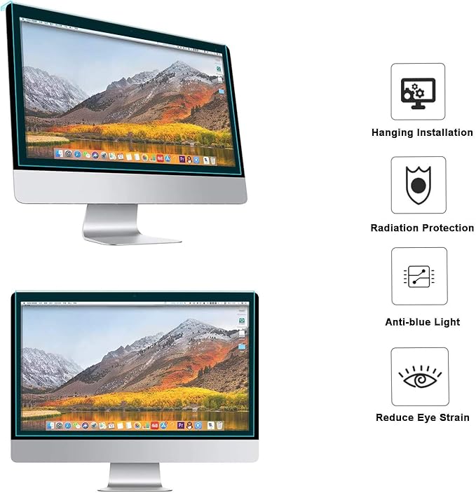 MOSISO 23-24 inch Computer Blue Light Blocking Screen Protector Anti-UV Eye Protection Filter Film Panel for Diagonal 23,23.6,23.8,24 inch 16:9 Widescreen Desktop PC LED Monitor(21.26x13.39 inch/LxW)