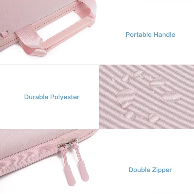 MOSISO Laptop Case 14 inch, Laptop Sleeve Bag Compatible with HP Lenovo Dell ASUS Acer, HP Stream, Dell Latitude, Lenovo IdeaPad, Neoprene Carrying Computer Bag with Handle&Detachable Small Case, Pink