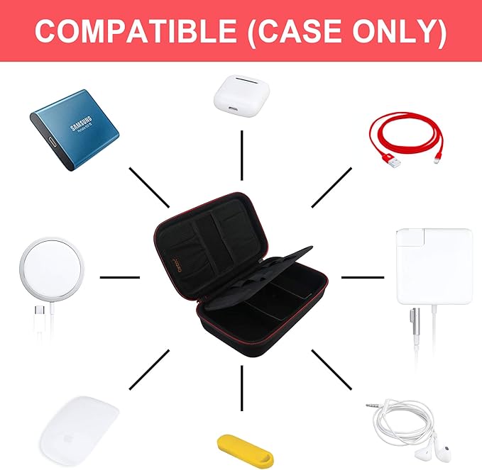 Canboc Hard Electronic Organizer Travel Case Electronics Accessories Cable Gadget Wire Storage Tech Bag Double Layer Shockproof Box for Charger Cord Flash Drive Mouse Apple Pencil Power Bank, Black