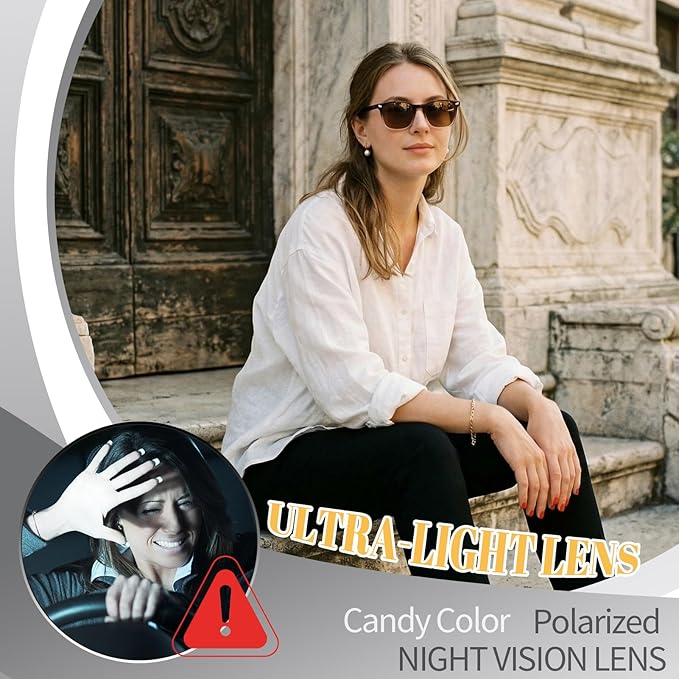Polarized Sunglasses for Women Men, Night Driving Glasses Anti Glare Yellow Lens UV 400 for Day Night Use