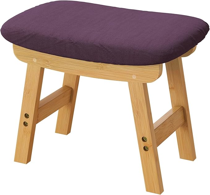 viewcare Pruple Foot Stools Ottoman, Purple Small Soft Footrest Ottoman with Wood Legs, Sofa Footrest Extra Seating for Living Room Entryway Office