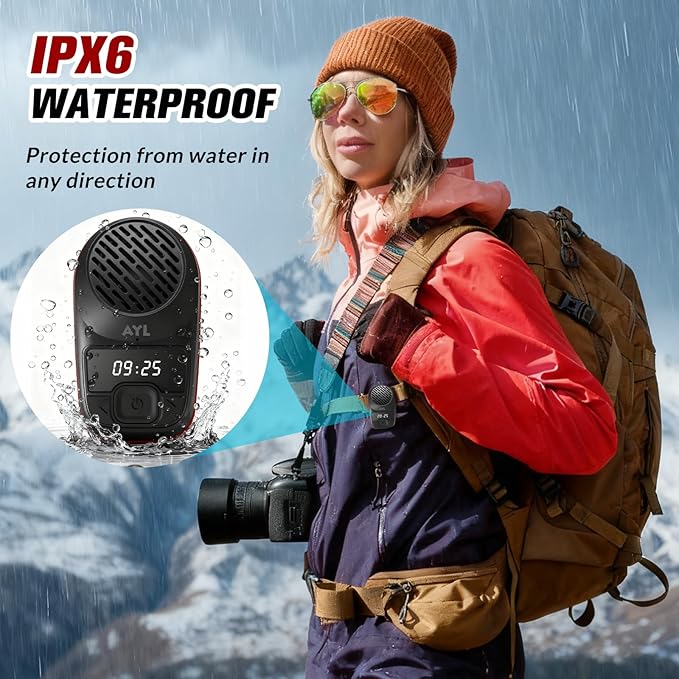 AYL Portable Bluetooth Speakers Mens Gift, Waterproof Speaker Clip On (Non-Magnetic) for Work, Outdoors with Microphone Up to 10 Hours Music/Calls, Tools for Men