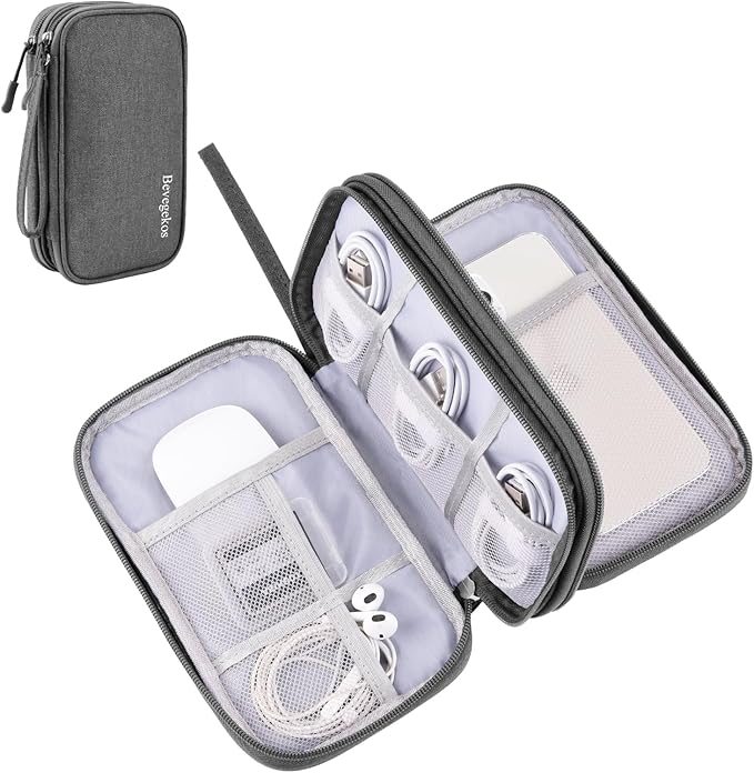 Medium Travel Tech Organizer, Carrying Case Bag for Electronics and Accessories (Dark Grey, Medium)