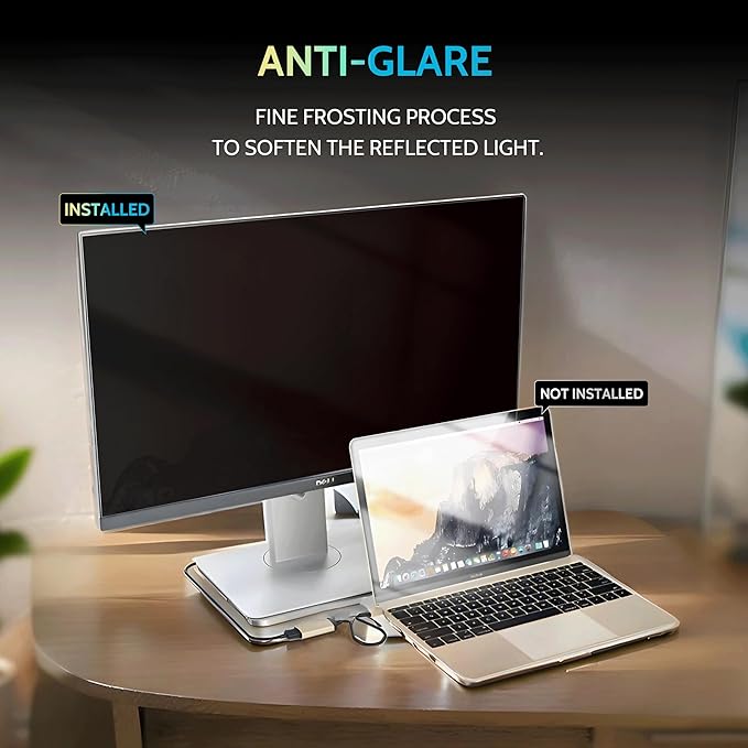 Peslv [2-Pack] 23.8 Inch Privacy Screen for Computer Monitor 16:9 Aspect Ratio, Eye Protection Anti Blue Light Glare Shield, 23.8inch Removable Black Blackout Anti Spy Desktop Security Private Filter