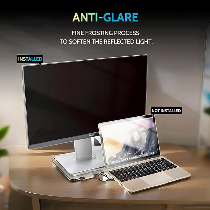Peslv [2-Pack] 20 Inch Privacy Screen for Computer Monitor 16:9 Aspect Ratio, Eye Protection Anti Blue Light Glare Shield, 20inch Removable Black Blackout Anti Spy Desktop Security Private Filter