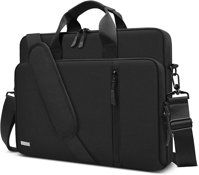 TECOOL 15.6 16 Inch Laptop Bag, 360 Protective Case Messenger Bag Computer Sleeve with Shoulder Strap Waterproof Briefcase for 15.6 16 Inch Acer ASUS Lenovo HP Dell Laptop, MacBook Pro 16, Black