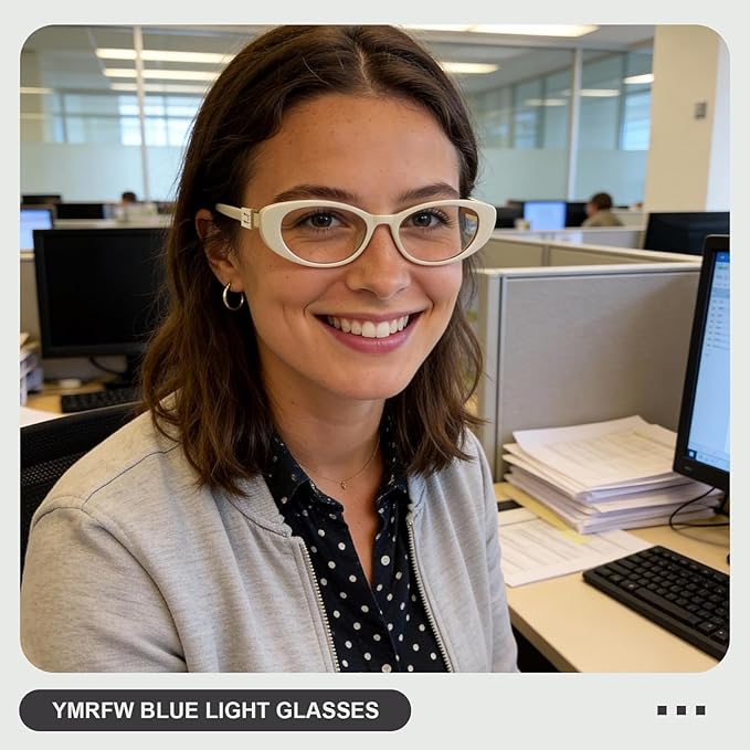 Oval Blue Light Blocking Glasses for Women Retro 90s Glasses Computer TV Eyeglasses Anti Eyestrain