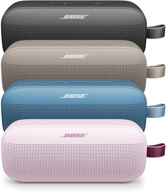 Bose NEW SoundLink Flex Portable Bluetooth Speaker (2nd Gen), Outdoor Speaker with Hi-Fi Audio, Up to 12 Hours Battery, Waterproof and Dustproof, with Slinger Hard Travel Case & USB Plug (Petal Pink)