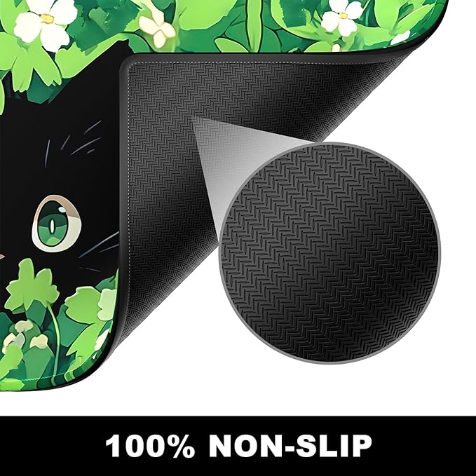 Large BOSOBO Gaming Mouse Mat, XXL, 31.5 x 11.8 Inches, Anime Grass Cat