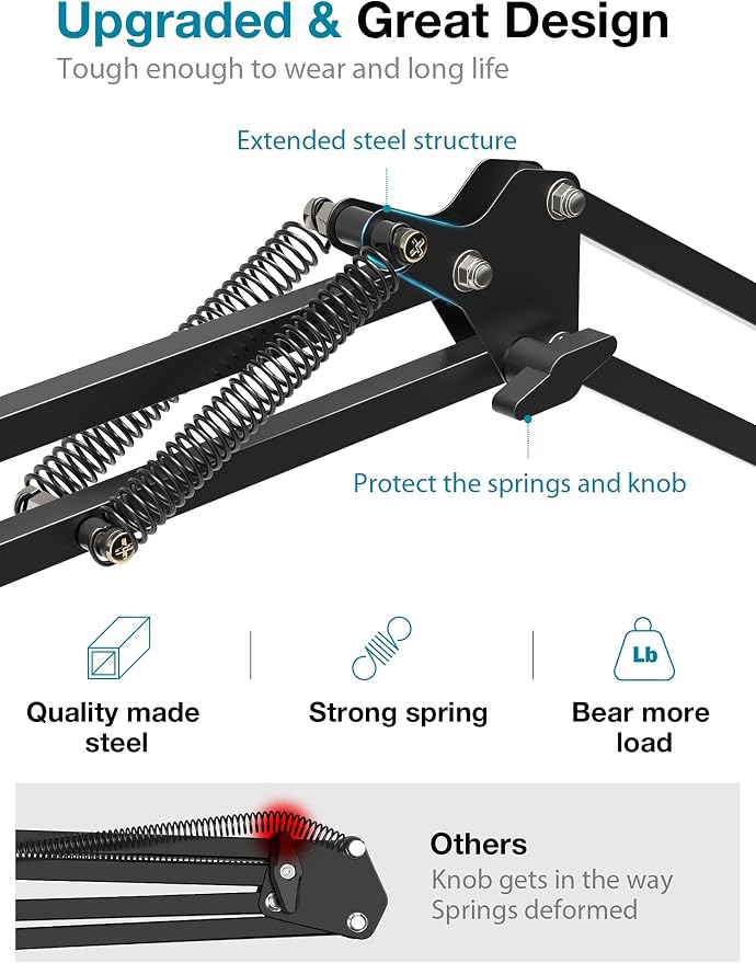 InnoGear Webcam Stand, Boom Arm Mount Stand for Logitech Webcam BRIO 4K C920 C920S C922 C922x C925e C930 NexiGo N60, 1/4"-3/8" and 3/8"-5/8" Screw for Blue Yeti Snowball Yeti Nano and Other Mics - Image 6