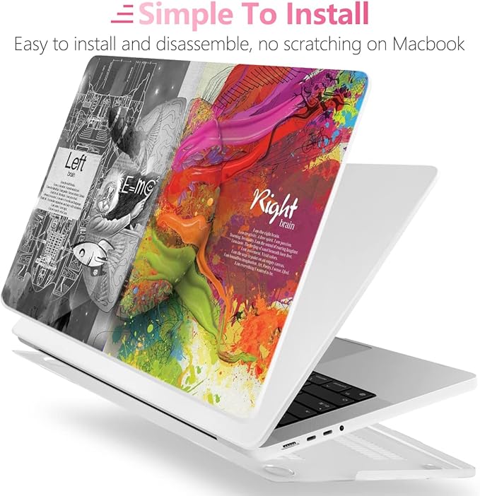 Batianda for MacBook Pro 14 Inch Case 2026-2021 Release M5 M4 M3 M2 M1 Pro/Max, 1.2mm Slim Graphic Hard Shell Cover with Keyboard Cover, Screen Protector 4-in-1 Bundle, Creative Brain