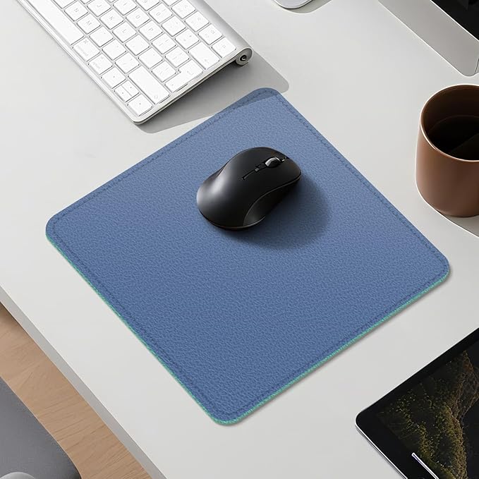 Dual Sided Leather Desk Mat - Waterproof Desk Pad - Ideal for Large Mouse Pad and Desk Mats on Top of Desks (Blue, 11"*8")