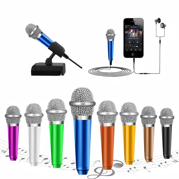 Mini Microphone,Tiny,Phone, Asmr,Mini Karaoke Microphone,forVoiceRecording Chatting and Singing on iPhone,Android,PC(Blue)