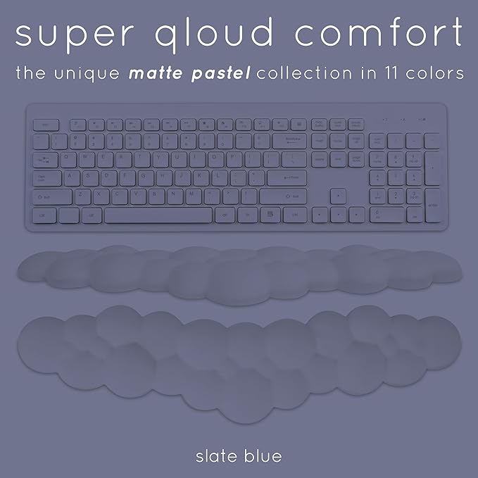 Create-ables Qloud Cloud Wrist Rest Keyboard Wrist Rest for Computer Keyboard Pad, Cloud Keyboard Wrist Rest, Wrist Pad for Keyboard, Memory Foam, Non Slip Base, Comes with Mouse Pad - Slate Blue