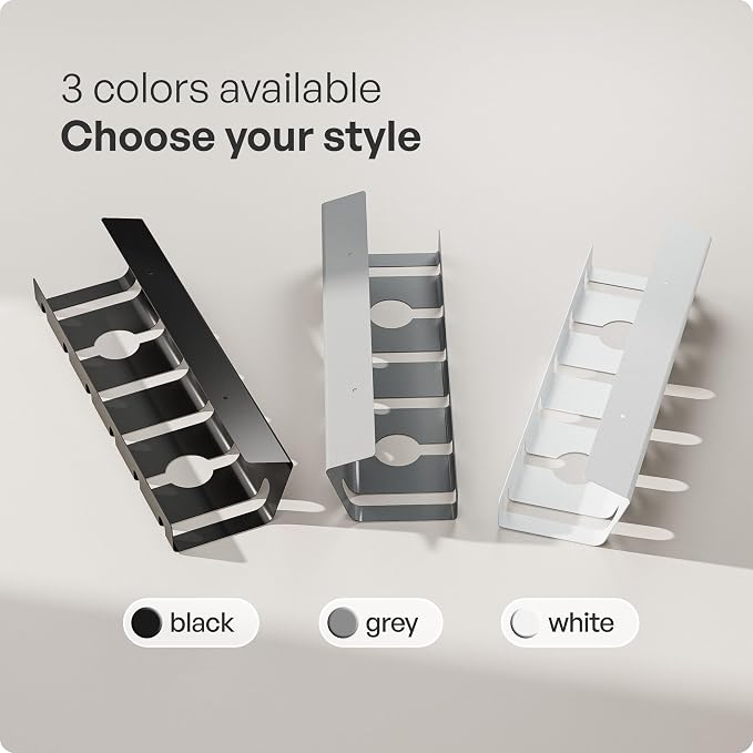 PAMO Cable Management Under Desk for Easy mounting Under-Table I Set of 2 - with 10X Cable Ties I Desk Organizer for Office/Home Office Table Thoughtful Cable Tray Holder - Image 6