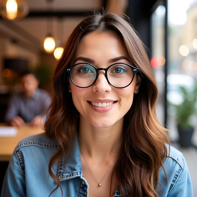 HJSTES Vintage Blue Light Glasses for Women Men Round Bluelight Blocking Glasses Thick TR90 Frame Eyeglasses