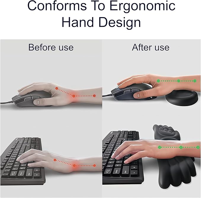 Angel Wing Wrist Rest,Cute Wrist Rest for Keyboard and Mouse,Hand Rests Set Include Ergonomic Keyboard & Mouse Hand Rest and Coaster,Filled Resilient Memory Foam,for Work,Study,Gaming (Black)