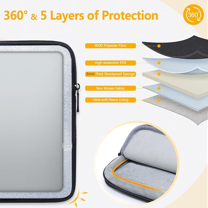 HYZUO 14-15 Inch Laptop Sleeve Bag Set for MacBook Air 15 M5 A3448 M4 M3 M2 2026-2023, MacBook Pro 15, XPS 14/15 Plus, 15" Surface Laptop, Notebook Case for 14" HP Lenovo Asus Acer, Black