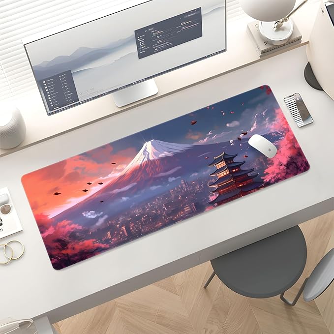 Mouse Pad Desk Mat Gaming Large Keyboard Cute Office Desktop Computer Laptop Blossom XXL Long Giant Big Kawaii Anime Aesthetic Girly Pretty Design Women Girl Oversized Wide 30x12'' Mousepad