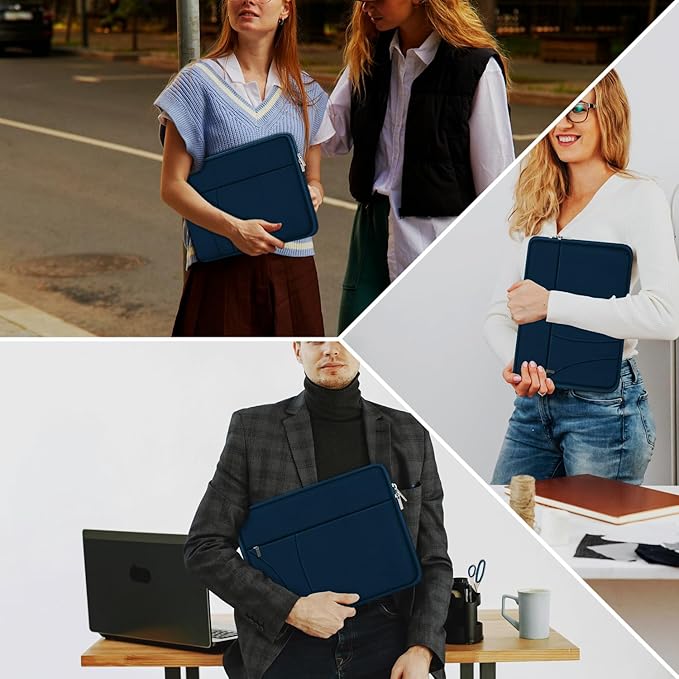 Laptop Sleeve 14 inch, Slim Traveling Laptop Case Cover with Zippered Pocket, Shockproof Protective Carrying Briefcase Computer Bag for 14" MacBook Air/Pro, HP, Dell, Lenovo, Acer, Deep Blue