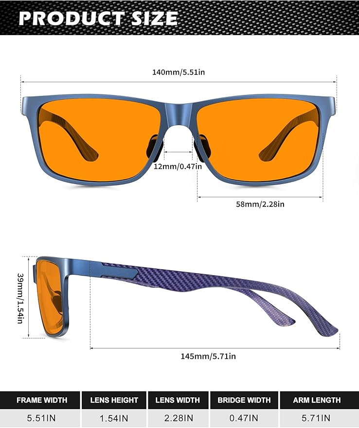 ANYLUV Carbon Fiber Reading Glasses for Men Women, Blue Light Blocking Computer Readers, Anti Glare Spring Hinge