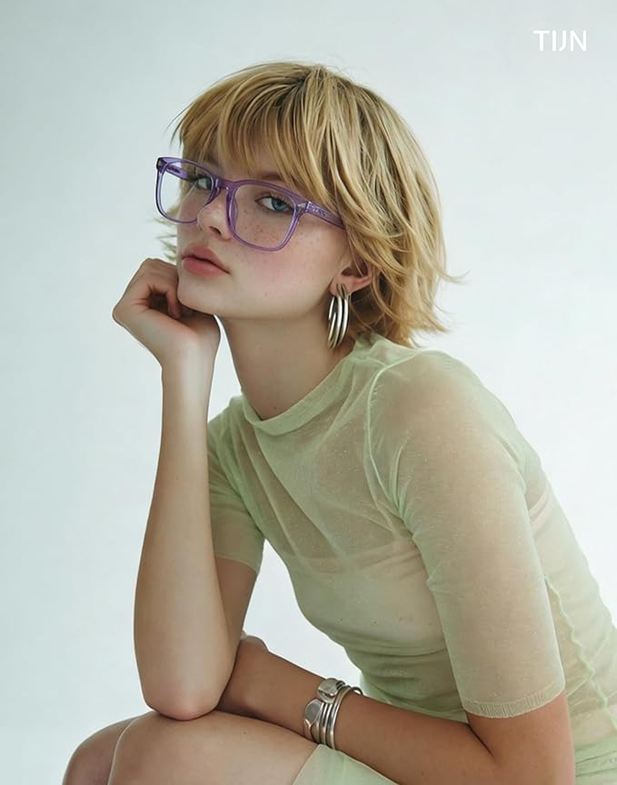 TIJN Blue Light Blocking Glasses for Women Men Square Frame Nerd Eyeglasses Anti Blue Ray Computer Screen Glasses