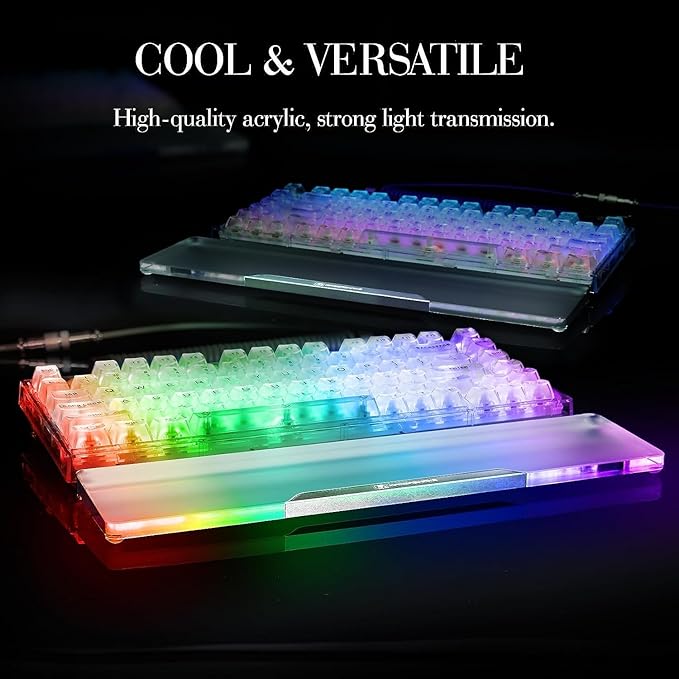 SELORSS Acrylic Keyboard Wrist Rest -80% TKL Mechanical Keyboard- CNC Aluminum Alloy Customized Logo Desk Wrist Support for Computer Keyboard,Anti-Slip Base,Wrist Pad for Office & Home,Silver