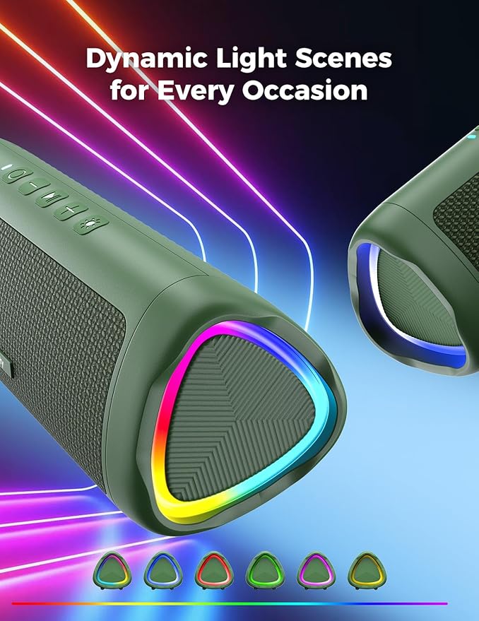 Bluetooth Speaker with HD Sound, Portable Wireless, IPX5 Waterproof, Up to 20H Playtime, TWS Pairing, BT5.3, for Home/Party/Outdoor/Beach, Electronic Gadgets, Birthday Gift (Green)